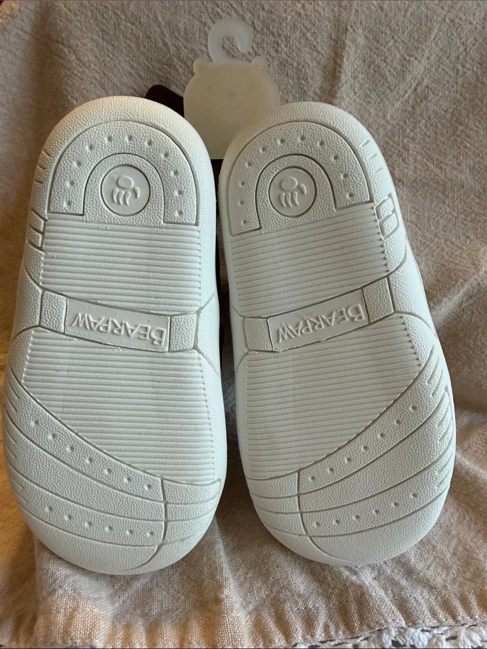 NWT ~ BearPaw Kids Tan and Light Blue Velcro Sneakers SZ 6